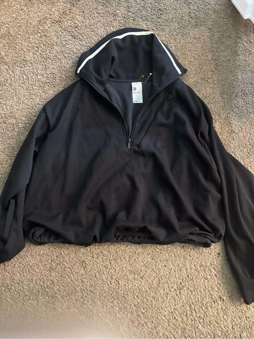 all in motion Black Quarter-Zip Pullover with White Collar Trim - Picture 2 of 4